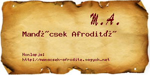 Manácsek Afrodité névjegykártya